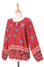 Rayon blouse, 'Poppy Garden' - Floral Rayon Blouse in Poppy Crafted in Thailand (image 2d) thumbail