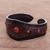 Multi-gemstone leather cuff bracelet, 'Orb Love in Red' - Multi-Gemstone Leather Cuff Bracelet in Red from Thailand (image 2b) thumbail