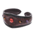 Multi-gemstone leather cuff bracelet, 'Orb Love in Red' - Multi-Gemstone Leather Cuff Bracelet in Red from Thailand (image 2e) thumbail