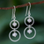 Rose quartz dangle earrings, 'Rosy Orbits' - Natural Rose Quartz Dangle Earrings with Sterling Rings