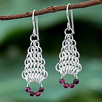 Garnet dangle earrings, 'Bead Fascination'
