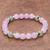 Rose quartz and prehnite beaded stretch bracelet, 'Forest Romance' - Rose Quartz and Prehnite Beaded Stretch Bracelet (image 2c) thumbail