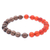 Carnelian and smoky quartz beaded stretch bracelet, 'Beautiful Contrast' - Carnelian and Smoky Quartz Beaded Stretch Bracelet