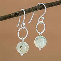 Prehnite dangle earrings, 'Ring Shimmer'