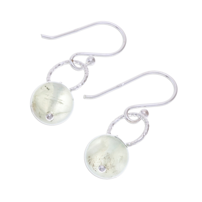 Prehnite dangle earrings, 'Ring Shimmer' - Round Prehnite Dangle Earrings Crafted in Thailand