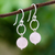 Rose quartz dangle earrings, 'Ring Shimmer' - Round Rose Quartz Dangle Earrings Crafted in Thailand thumbail