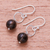 Smoky quartz dangle earrings, 'Ring Shimmer' - Round Smoky Quartz Dangle Earrings Crafted in Thailand