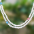 Collar largo de perlas cultivadas y calcedonia - Collar largo de perlas cultivadas y piedras preciosas