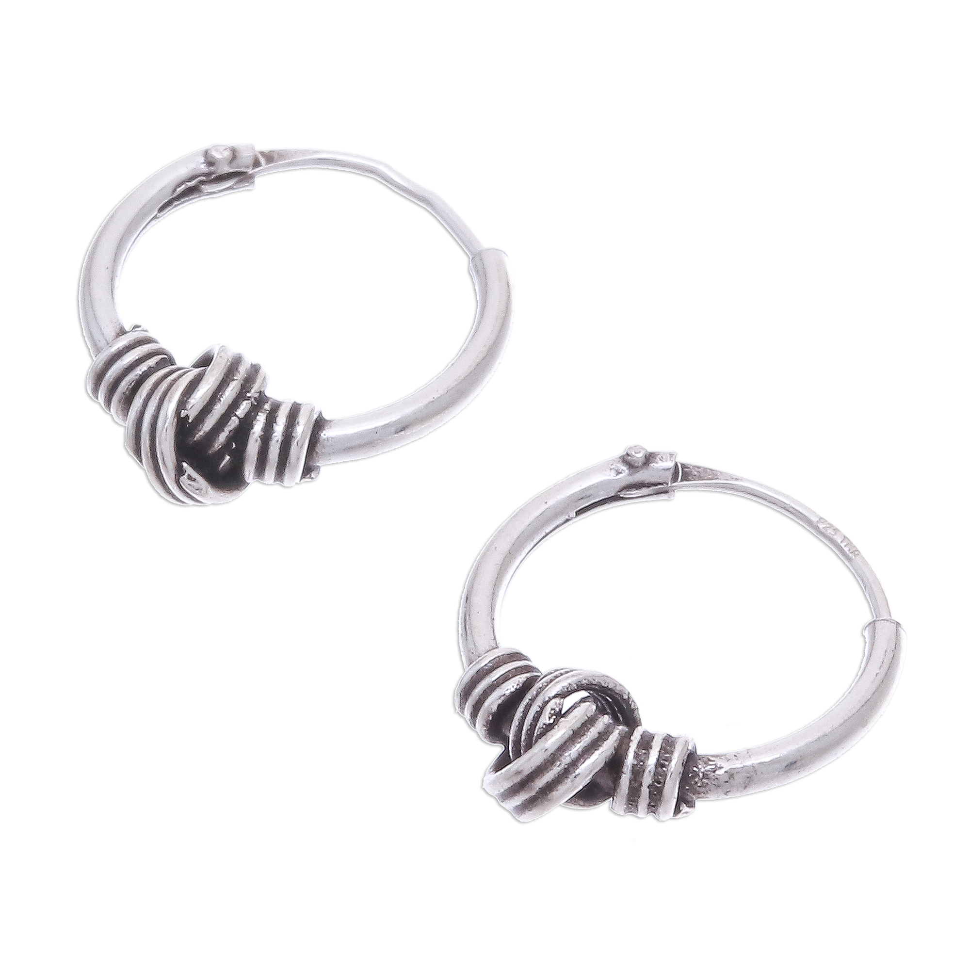 Knot Pattern Sterling Silver Hoop Earrings (Set of 3) - Patterned Knots ...