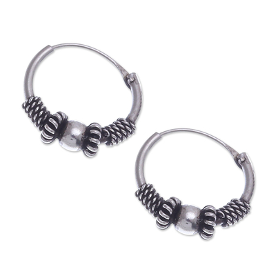 Sterling silver hoop earrings, 'Traditional Thailand' (set of 3) - Traditional Thai Sterling Silver Hoop Earrings (Set of 3)