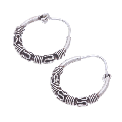 Sterling silver hoop earrings, 'Thai Patterns' (set of 3) - Sterling Silver Hoop Earrings Crafted in Thailand (Set of 3)