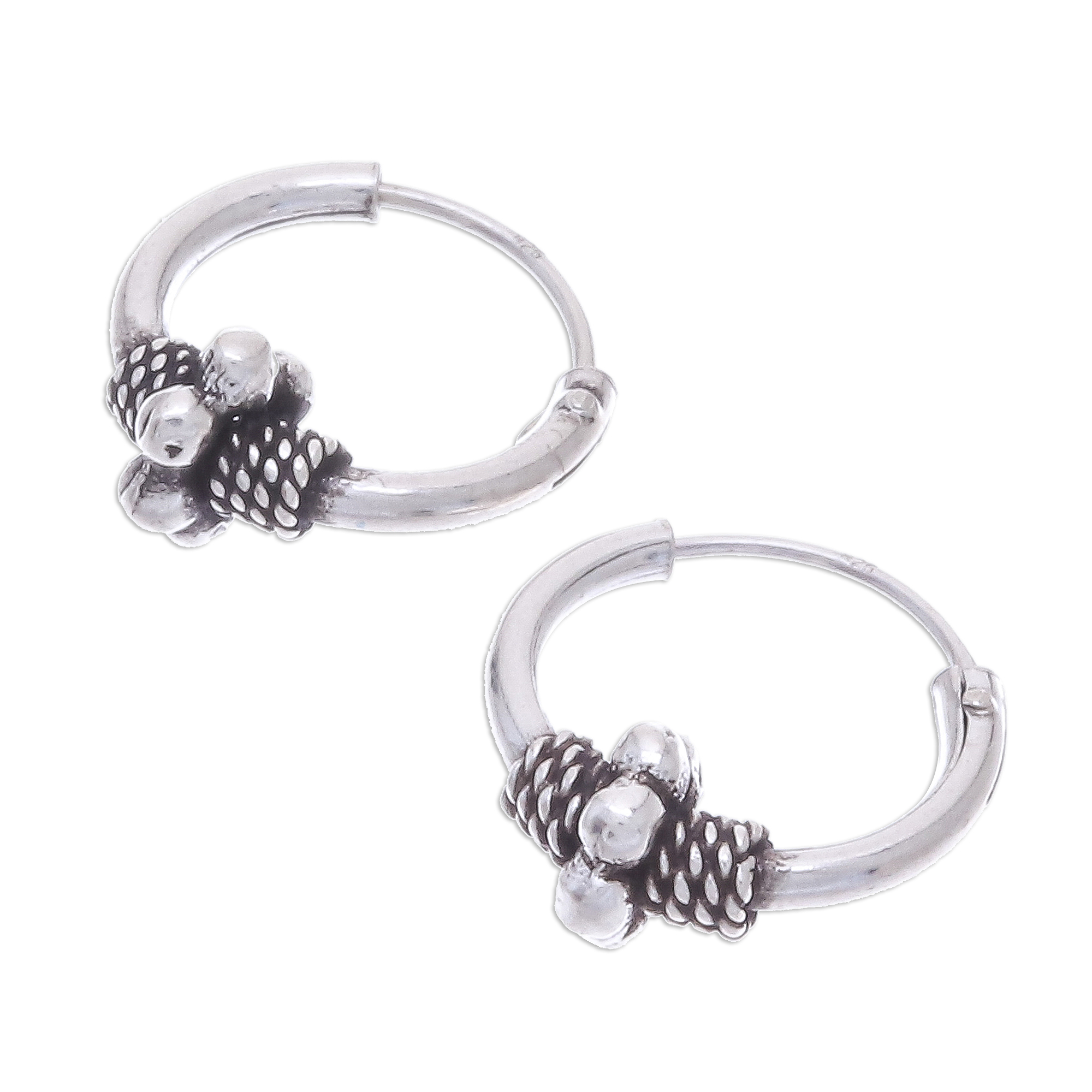 Sterling Silver Hoop Earrings Crafted in Thailand (Set of 3) - Thai ...