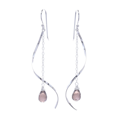 Smoky Quartz Dangle Earrings with Sterling Spirals