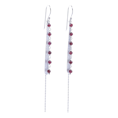 Faceted Garnet Beaded Dangle Earrings Crafted in Thailand