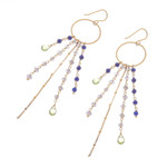 Gold plated multi-gemstone waterfall earrings, 'Luxurious Rain' - Gold Plated Multi-Gemstone Waterfall Earrings from Thailand