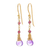 Gold plated amethyst and garnet dangle earrings, 'Lavender Bliss' - Gold Plated Amethyst and Garnet Dangle Earrings