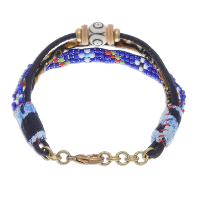 Armband aus Glas- und Baumwollperlen - Armband aus Glas- und Baumwollperlen in Blau
