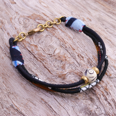 Cotton beaded strand bracelet, 'Boho Love' - Bohemian Cotton Beaded Strand Bracelet from Thailand