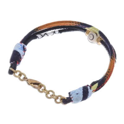 Cotton and bone strand bracelet, 'Boho Love' - Bohemian Cotton and Bone Strand Bracelet from Thailand