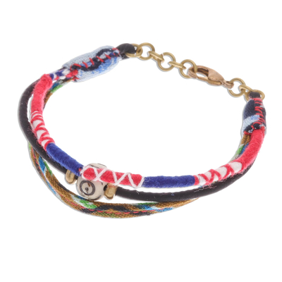 Cotton beaded strand bracelet, 'Lively Boho' - Lively Beaded Cotton Strand Bracelet from Thailand