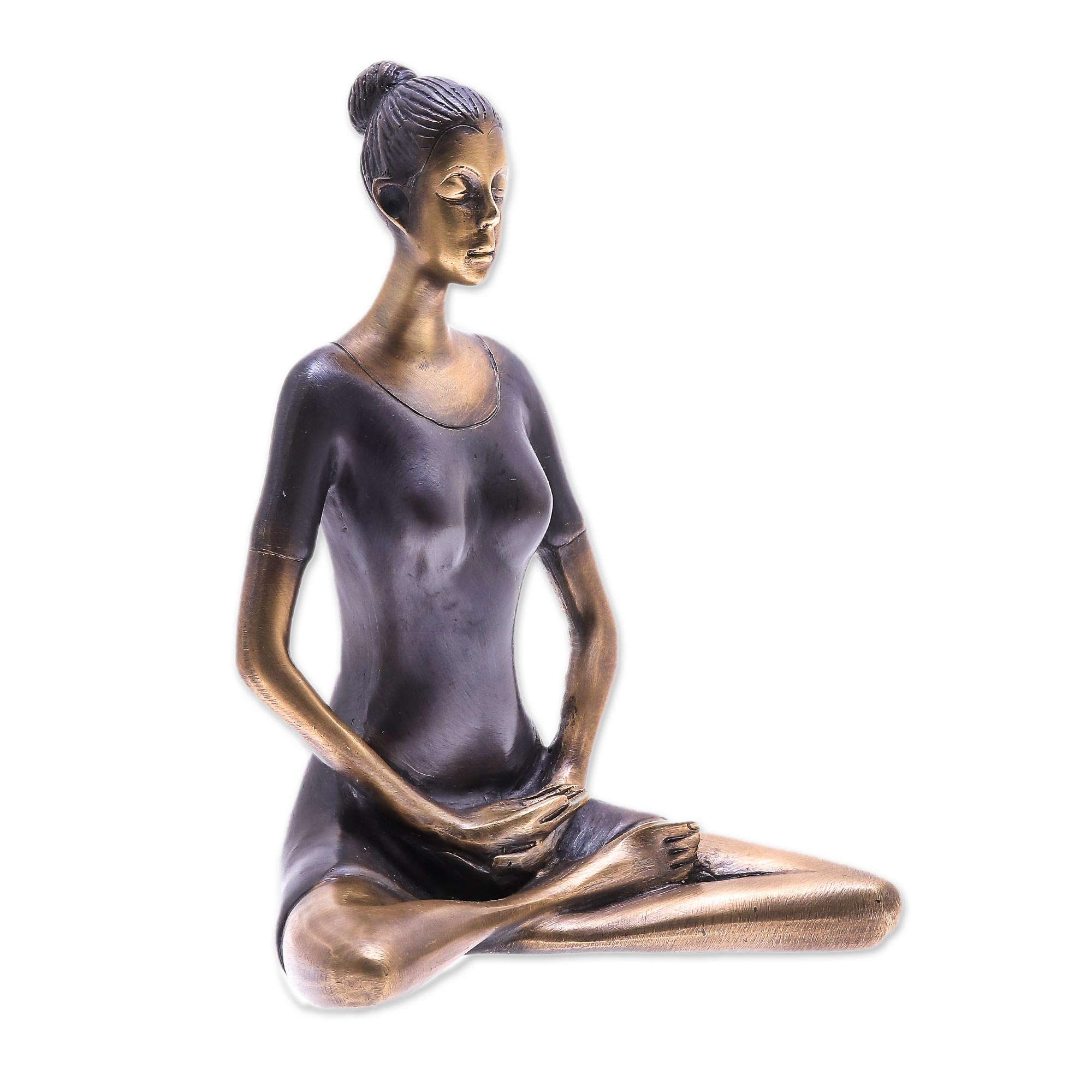Antiqued Brass Brass Meditation Sculpture From Thailand Yoga