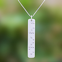 Sterling silver pendant necklace, 'Braille Belief'