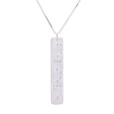 Sterling silver pendant necklace, 'Braille Belief' - Belief-Themed Braille Sterling Silver Pendant Necklace