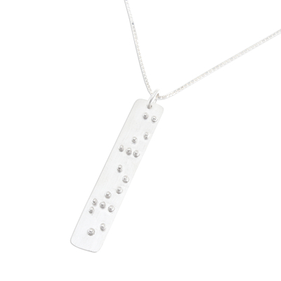Sterling silver pendant necklace, 'Braille Belief' - Belief-Themed Braille Sterling Silver Pendant Necklace