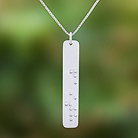 Sterling silver pendant necklace, 'Braille Faith' - Faith-Themed Braille Sterling Silver Pendant Necklace