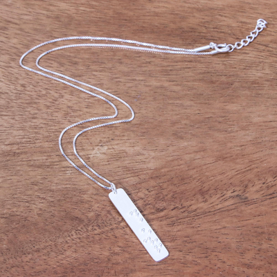 Collar colgante de plata esterlina - Collar con colgante de plata esterlina en braille con temática de fe