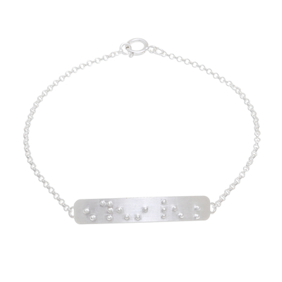 Belief-Themed Braille Sterling Silver Pendant Bracelet