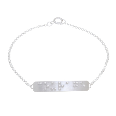 Courage-Themed Braille Sterling Silver Pendant Bracelet