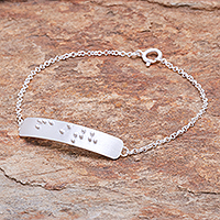 Sterling silver pendant bracelet, 'Braille Faith' - Faith-Themed Braille Sterling Silver Pendant Bracelet