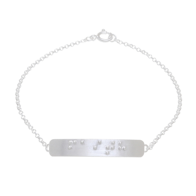 Faith-Themed Braille Sterling Silver Pendant Bracelet