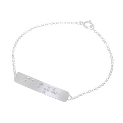 Sterling silver pendant bracelet, 'Braille Faith' - Faith-Themed Braille Sterling Silver Pendant Bracelet