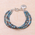 Jasper beaded charm bracelet, 'Tiny Globes' - Om Symbol Beaded Bracelet with Blue and Brown Jasper (image 2) thumbail