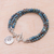 Jasper beaded charm bracelet, 'Tiny Globes' - Om Symbol Beaded Bracelet with Blue and Brown Jasper (image 2d) thumbail