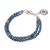 Jasper beaded charm bracelet, 'Tiny Globes' - Om Symbol Beaded Bracelet with Blue and Brown Jasper (image 2e) thumbail