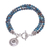 Jasper beaded charm bracelet, 'Tiny Globes' - Om Symbol Beaded Bracelet with Blue and Brown Jasper