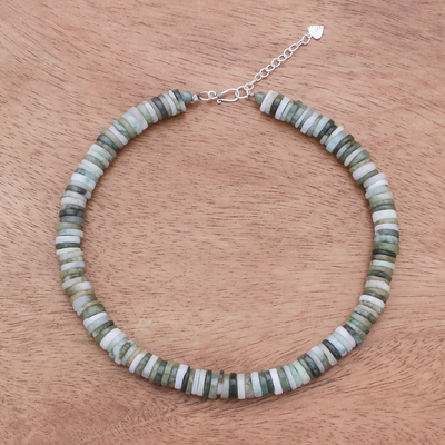 Jade-Perlenkette, 'Elegant Stones' - Jade-Perlenkette in Grün aus Thailand