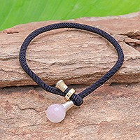 Featured review for Rose quartz pendant bracelet, Lucky Black String