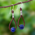 Lapis lazuli dangle earrings, 'Spring Passion' - Lapis Lazuli and Karen Silver Dangle Earrings with Leather thumbail
