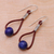 Lapis lazuli dangle earrings, 'Spring Passion' - Lapis Lazuli and Karen Silver Dangle Earrings with Leather (image 2b) thumbail