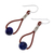Lapis lazuli dangle earrings, 'Spring Passion' - Lapis Lazuli and Karen Silver Dangle Earrings with Leather