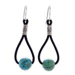 Howlite dangle earrings, 'Spring Passion' - Howlite and Karen Silver Dangle Earrings with Leather