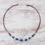 Lapis lazuli beaded necklace, 'Joyful Holiday' - Lapis Lazuli and Howlite Beaded Necklace with Karen Silver