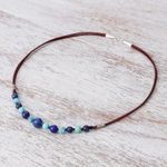Lapis lazuli beaded necklace, 'Joyful Holiday' - Lapis Lazuli and Howlite Beaded Necklace with Karen Silver