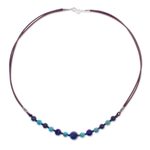 Lapis lazuli beaded necklace, 'Joyful Holiday' - Lapis Lazuli and Howlite Beaded Necklace with Karen Silver
