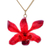 Collar con colgante de orquídea natural con detalles dorados - Collar con colgante de orquídea natural rojo-púrpura acentuado en oro