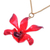 Halskette mit natürlichem Orchideenanhänger und Goldakzent - Rot-lila natürliche Orchideen-Anhänger-Halskette mit Goldakzent